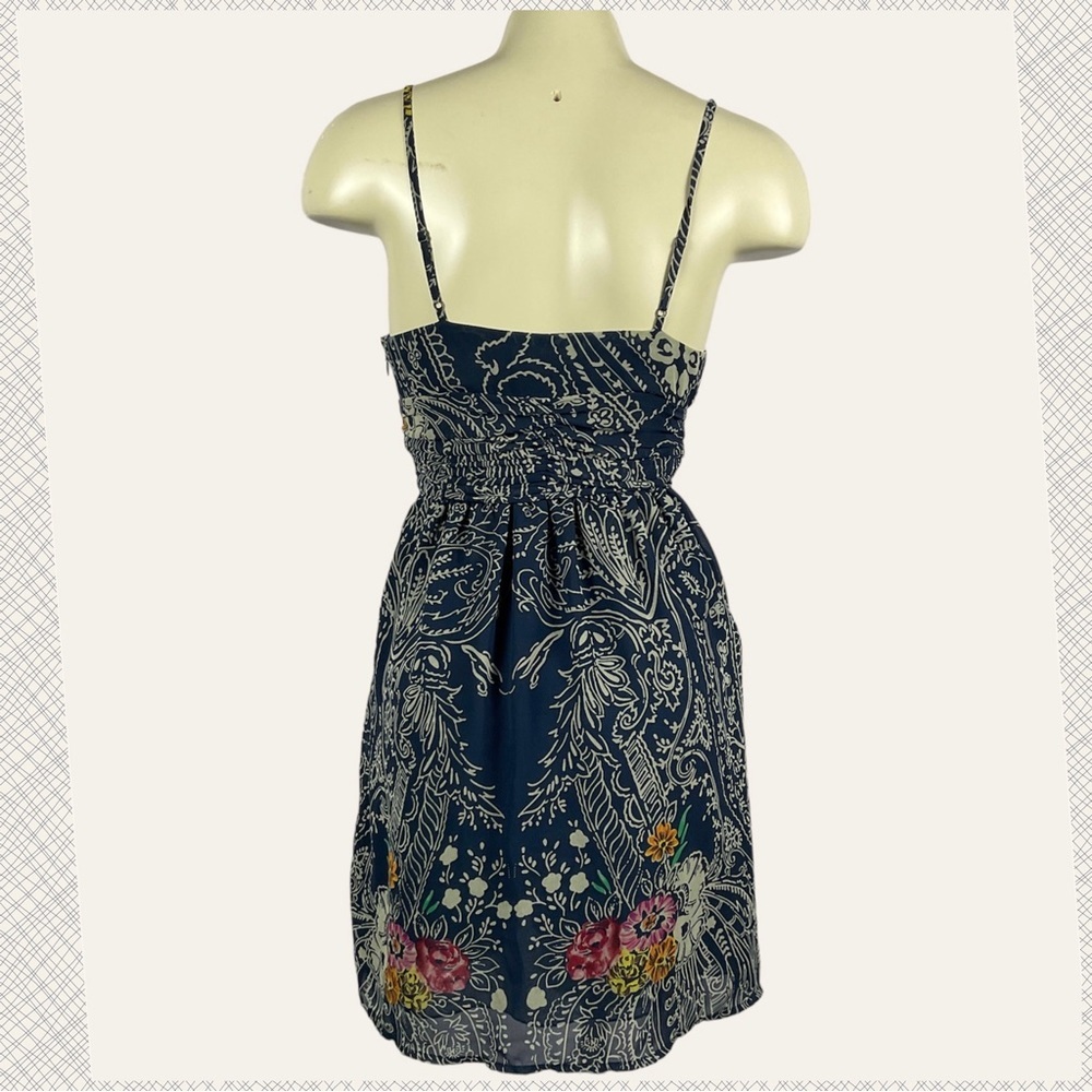 UO Staring At Stars Blue Paisley & Floral Spaghetti Strap Babydoll Dress Women 0 - Picture 6 of 8